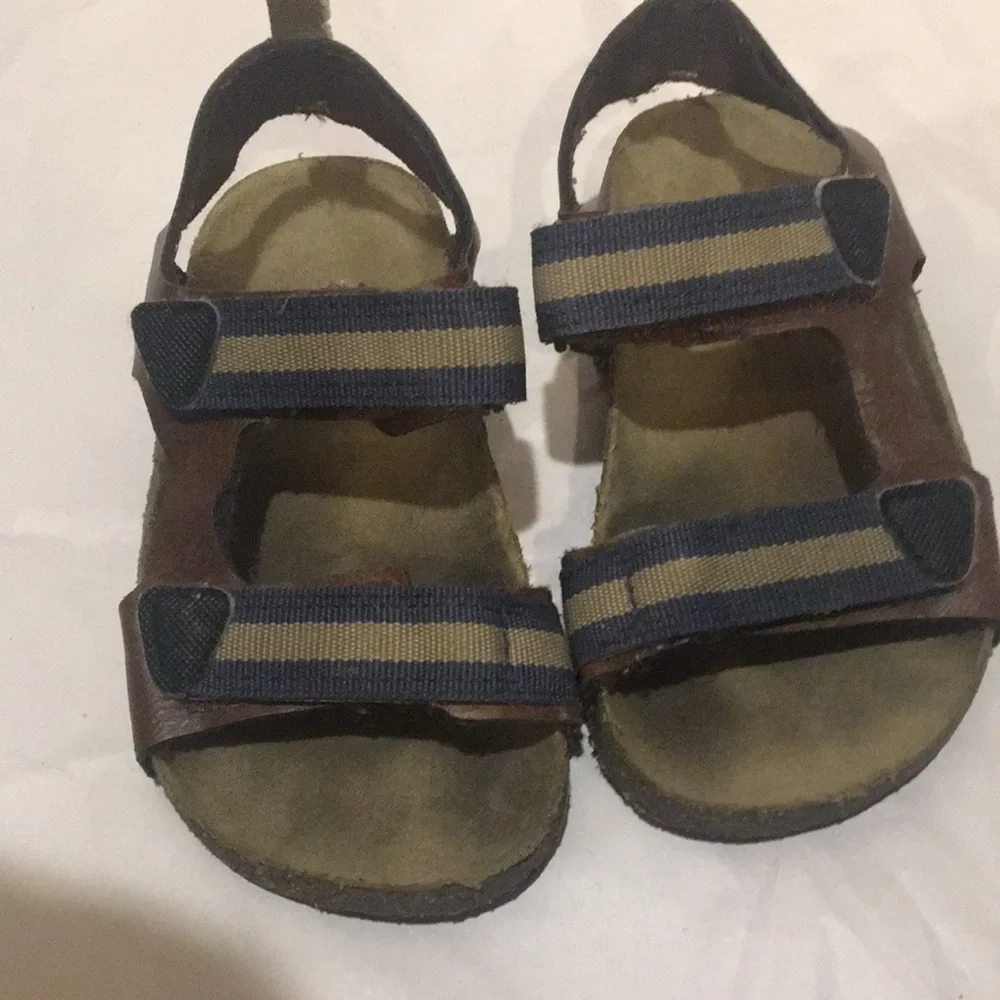 Carter's Kids cork sandals Adjustable blue beige Strap Brown size 9M